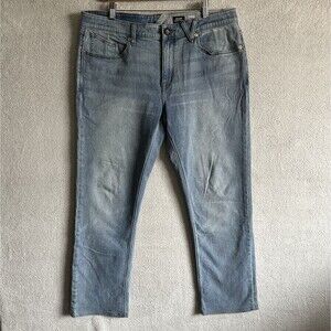 Volcom Solver Jeans Mens 36x29 Light Wash Modern Straight Stretch Pants Skater